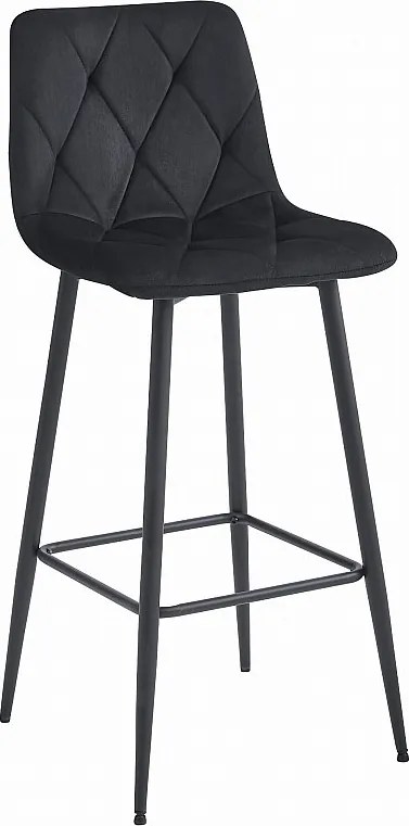 Valora KODA STOOL Czarny aksamitny stołek barowy z czarnymi nogami x3