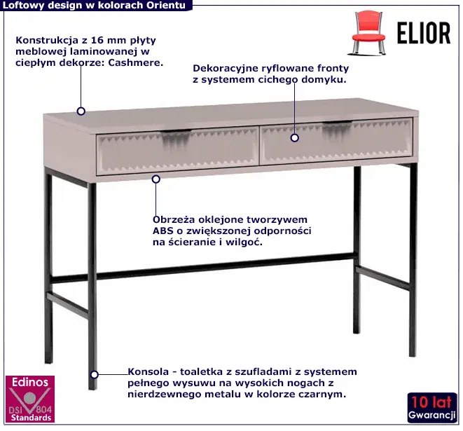 Beżowa konsola glamour z lamelami, ryflowana - Tardes 12X