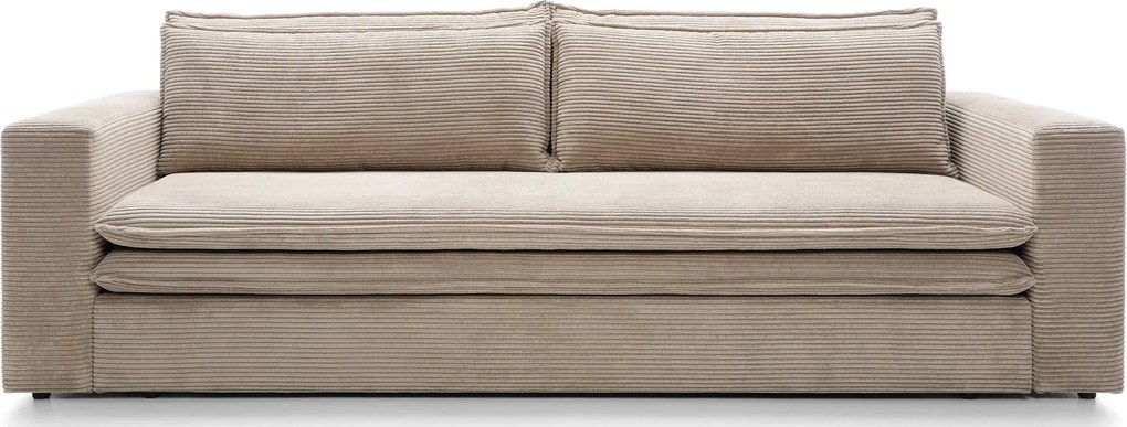 Beżowa sofa sztruksowa z funkcją spania D2-H36