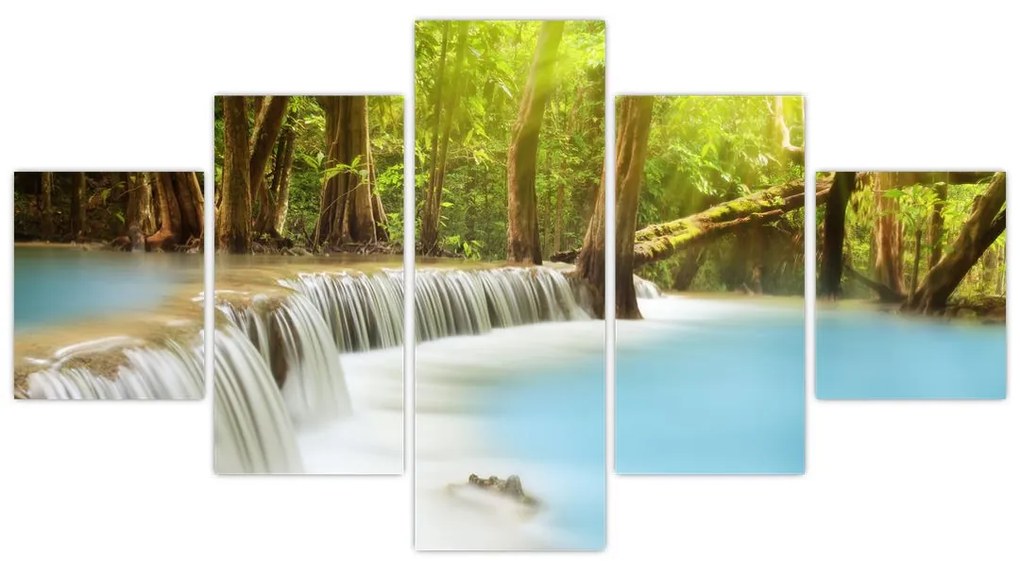 Obraz wodospadu Huai Mae Kamin w lesie (125x70 cm)