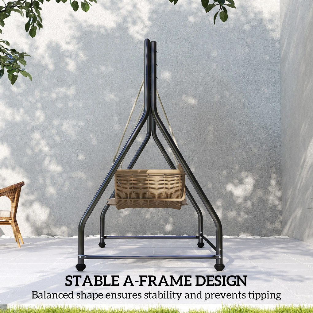 Outsunny Stojak na huśtawkę, wszechstronna konstrukcja do huśtawek dwu- i trzyosobowych lub wiszących koszy, czarny | Aosom PL