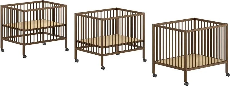 Brązowy kojec dla dzieci z litego drewna bukowego 95x75 cm Dino – Vipack