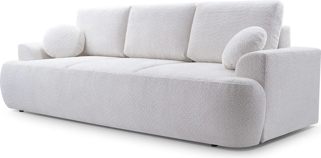 Masseno Sofa FILO z funkcją spania i pojemnikiem na pościel, Rozkładana sofa - Biały, CORAL 70