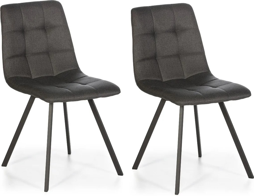 Zestaw dwóch krzeseł jadalnianych Mila tapicerowanych szarym froncym, 58 cm x 45 cm x 90 cm.