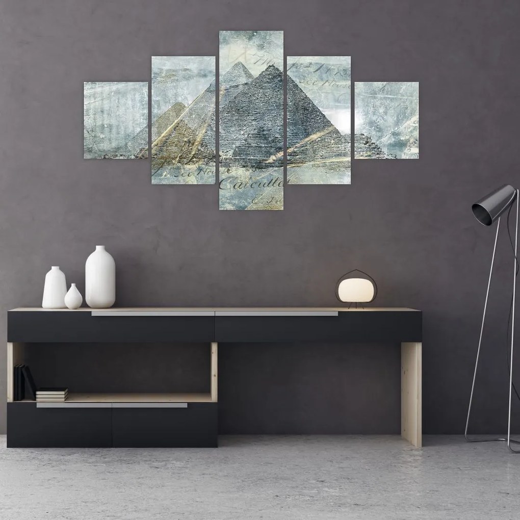 Obraz - Piramidy w niebieskim filtrze (125x70 cm)