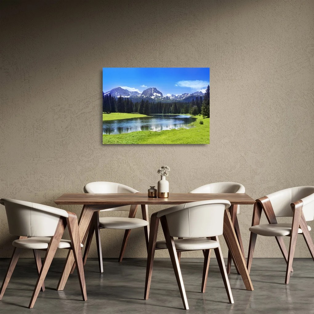 Obraz na szkle - Ośnieżone szczyty górskie (70x50 cm)