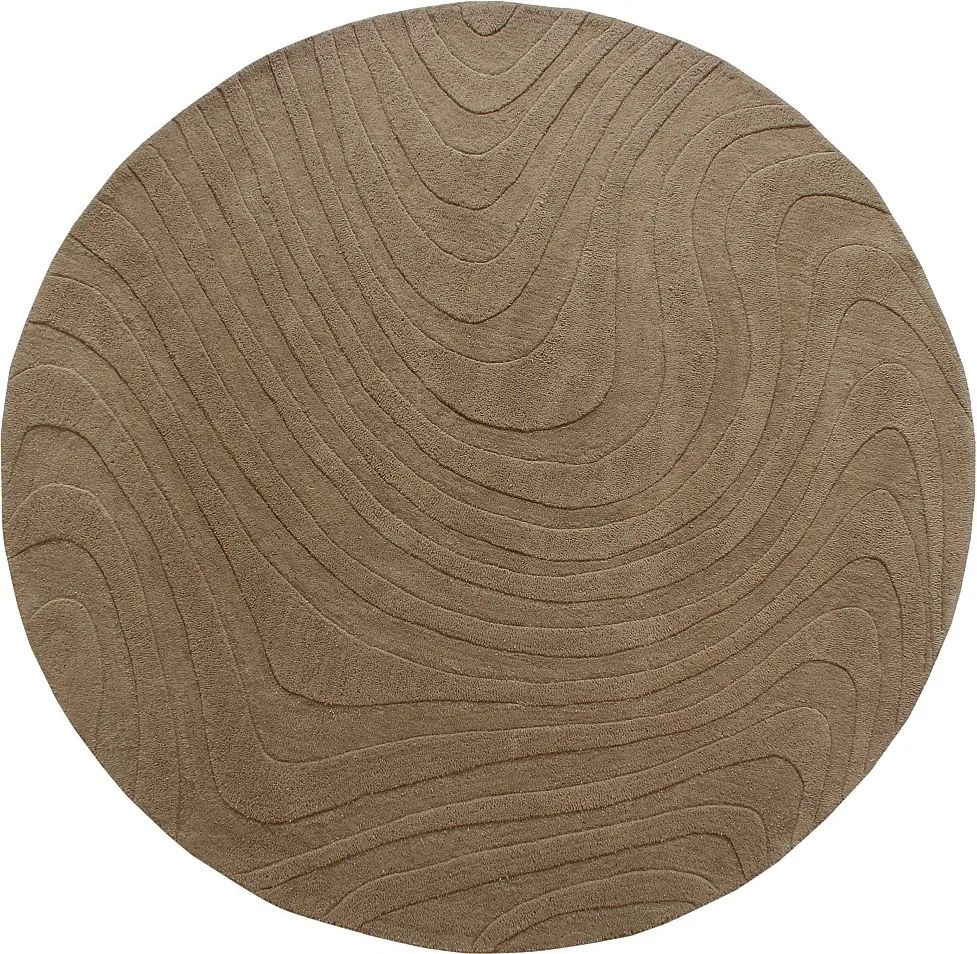 Dywan tuftowany okrągły 100% wełna - Ø200cm - Taupe - 2000g/m² - NOELIA