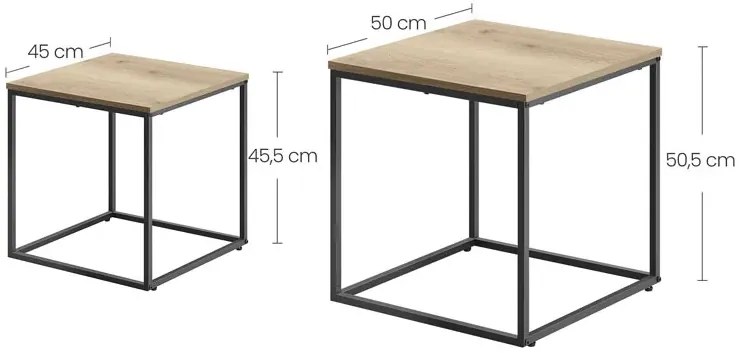 Komplet stolików kawowych kwadratowych 2w1 dąb sonoma - Toren