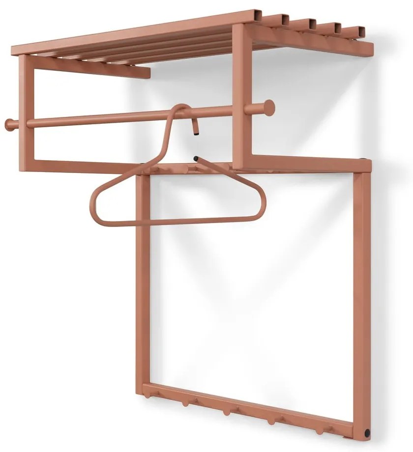 Łososiowy metalowy wieszak ścienny z półką 76 cm Rizzoli – Spinder Design