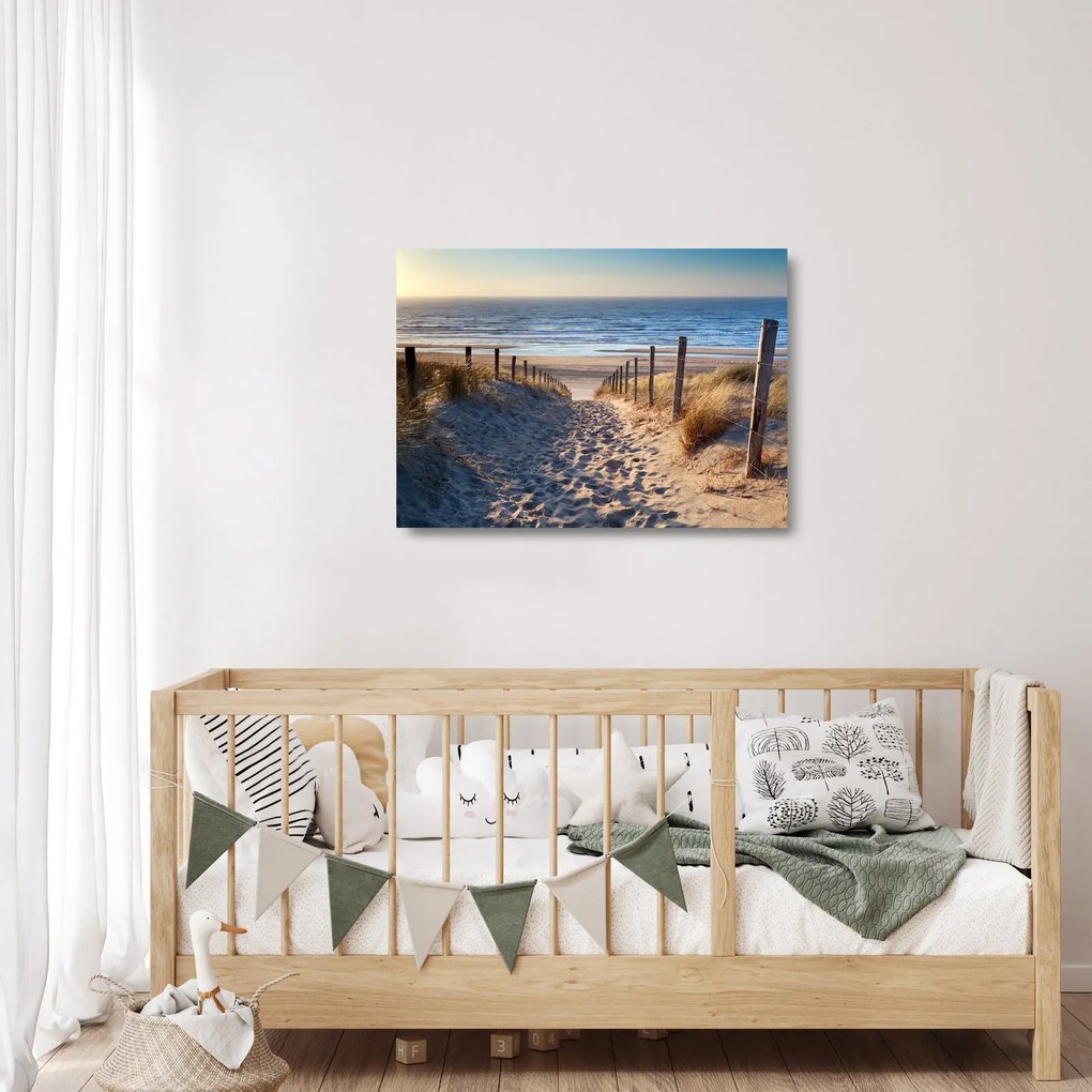 Obraz na szkle - Droga na plażę Morza Północnego, Holandia (70x50 cm)