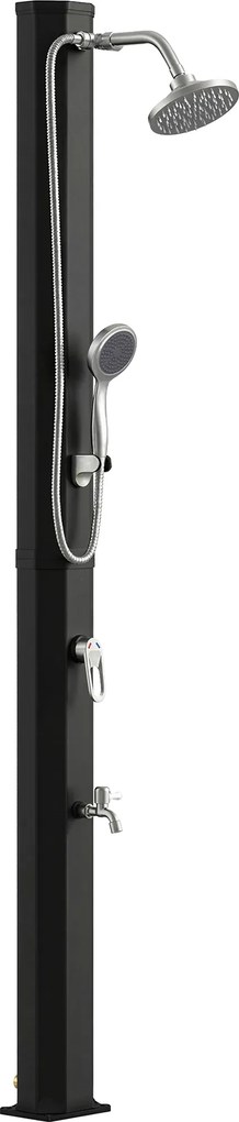 Outsunny Prysznic solarny 35L ogrodowy z ochroną przed mrozem, ruchomą głowicą prysznicową, kranem, przyłączem do węża ogrodowego | Aosom PL