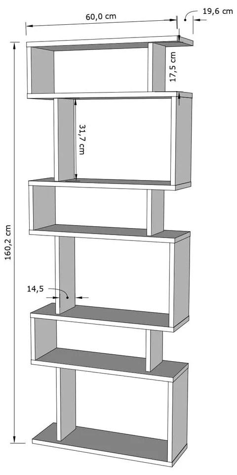 Biały regał 60x160 cm Bates – Kalune Design
