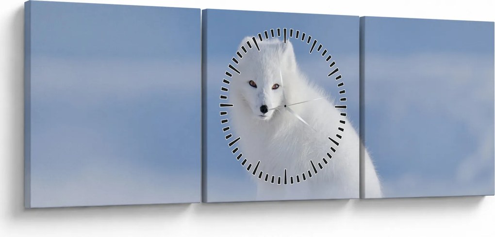 Obraz - Lis polarny (z zegarem) (90x30 cm)