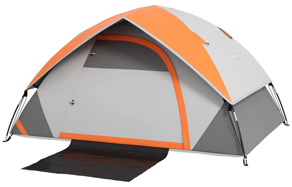 Outsunny Lekki namiot kopułowy dla 2 osób, stabilny i wodoodporny, z drzwiami & oknem, torba, szary+rdzawoczerwony