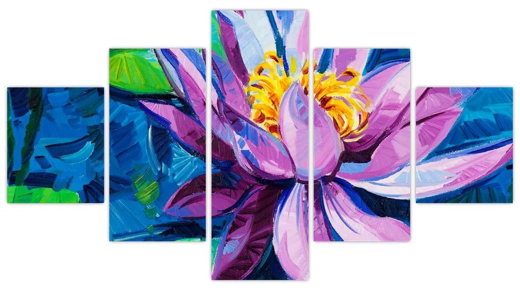 Obraz lilii wodnej na wodzie (125x70 cm)