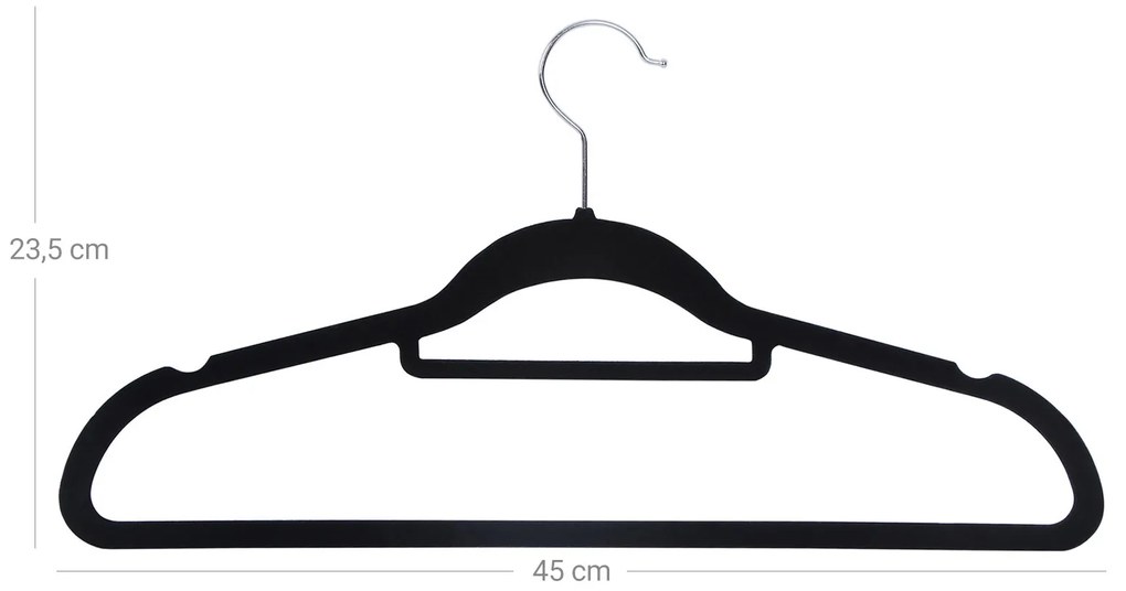 Wieszak na ubrania z czarnym welurem, 20 szt