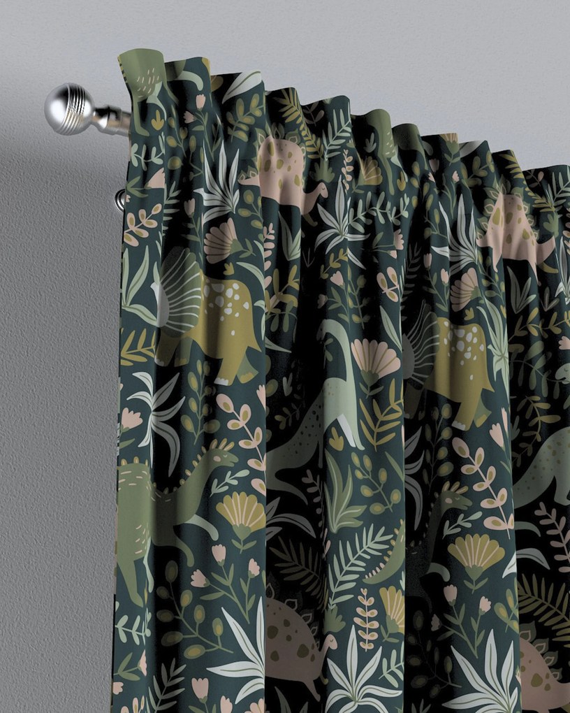 Zasłona na kanale z grzywką 1 szt. kolor zielony tkanina wzorzysta