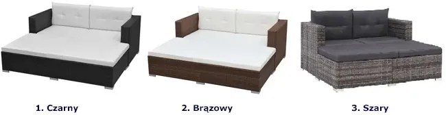 Brązowy, 3-cz. zestaw rattanowy do ogrodu – Manila