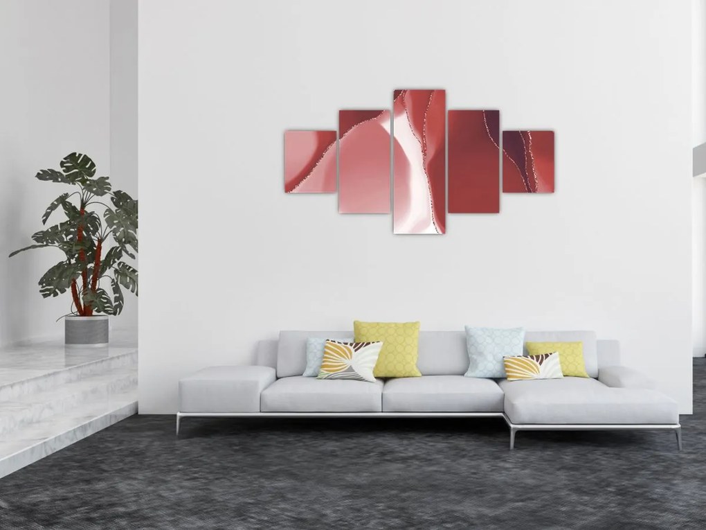 Obraz - Czerwony abstrakcyjny kwiat N⁰3 (125x70 cm)