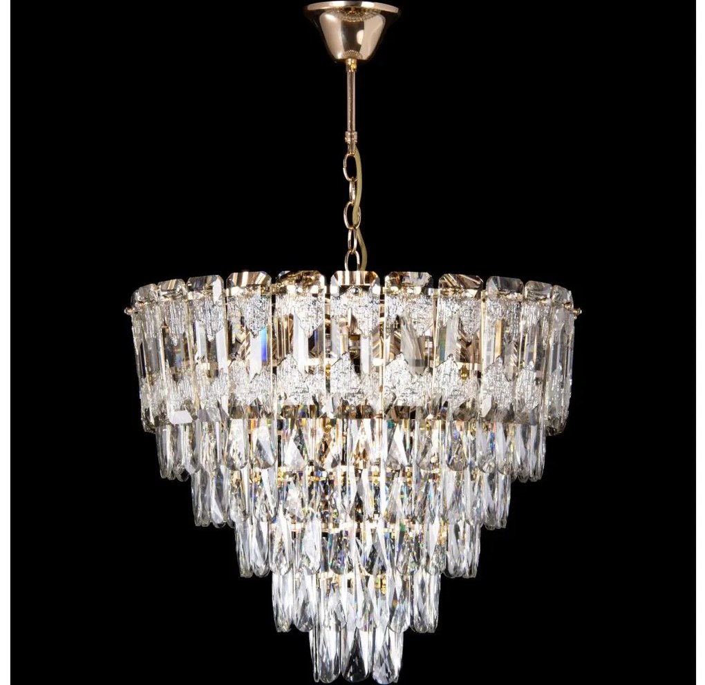 Žyrandol LED na łańcuchu 9xE27/60W/230V + 6xLED/6W śr. 50 cm złoty