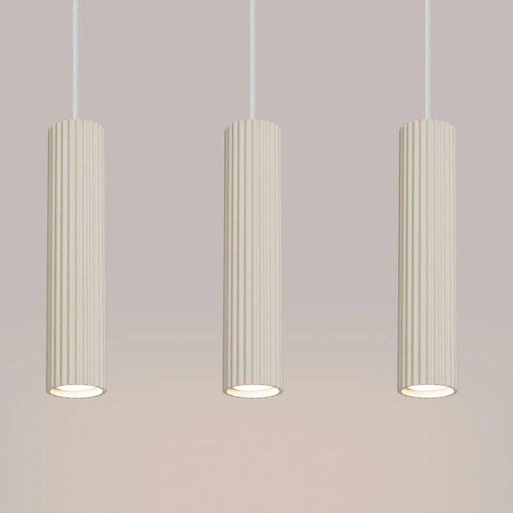 Lampa wisząca KARBON 3L beżowa ryflowana SOLLUX  LIGHTING