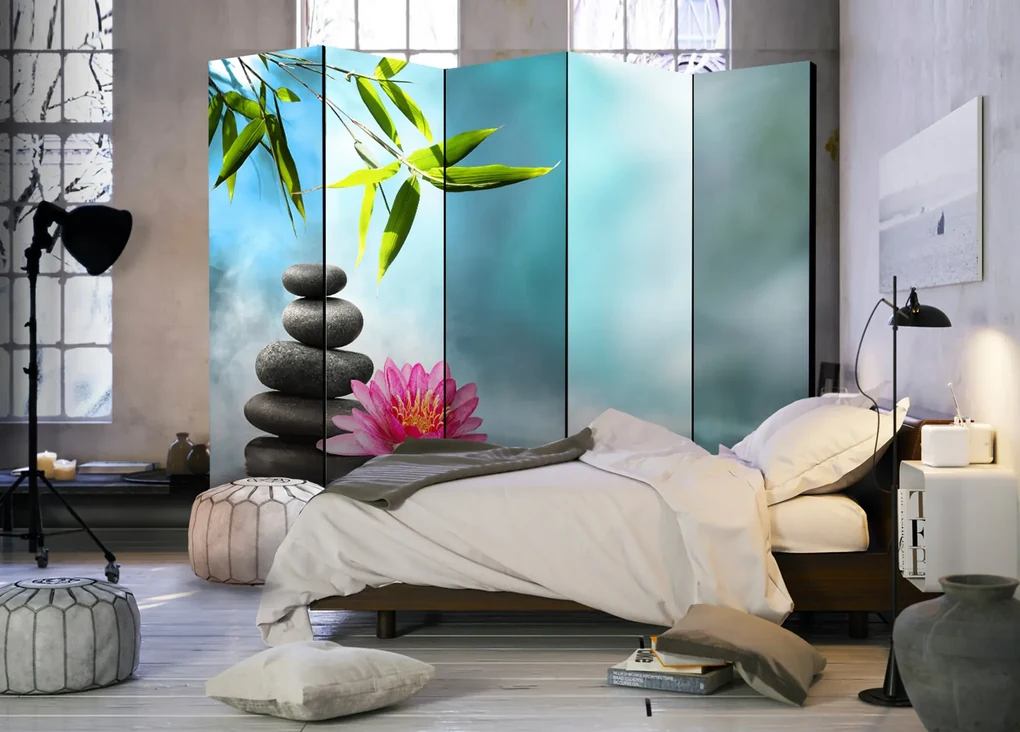 Parawan jednostronny Orient 225x172 cm 5-częściowy szary ARTGEIST B