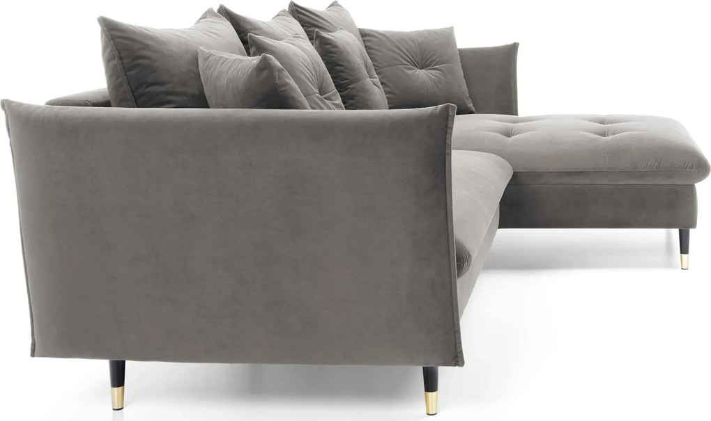 Jasnoszara kanapa narożna pikowana T5-K22