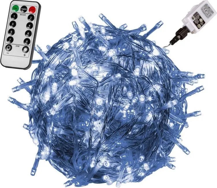 Świąteczne LED oświetlenie - 5 m, 50 LED, zimna biel, pilot