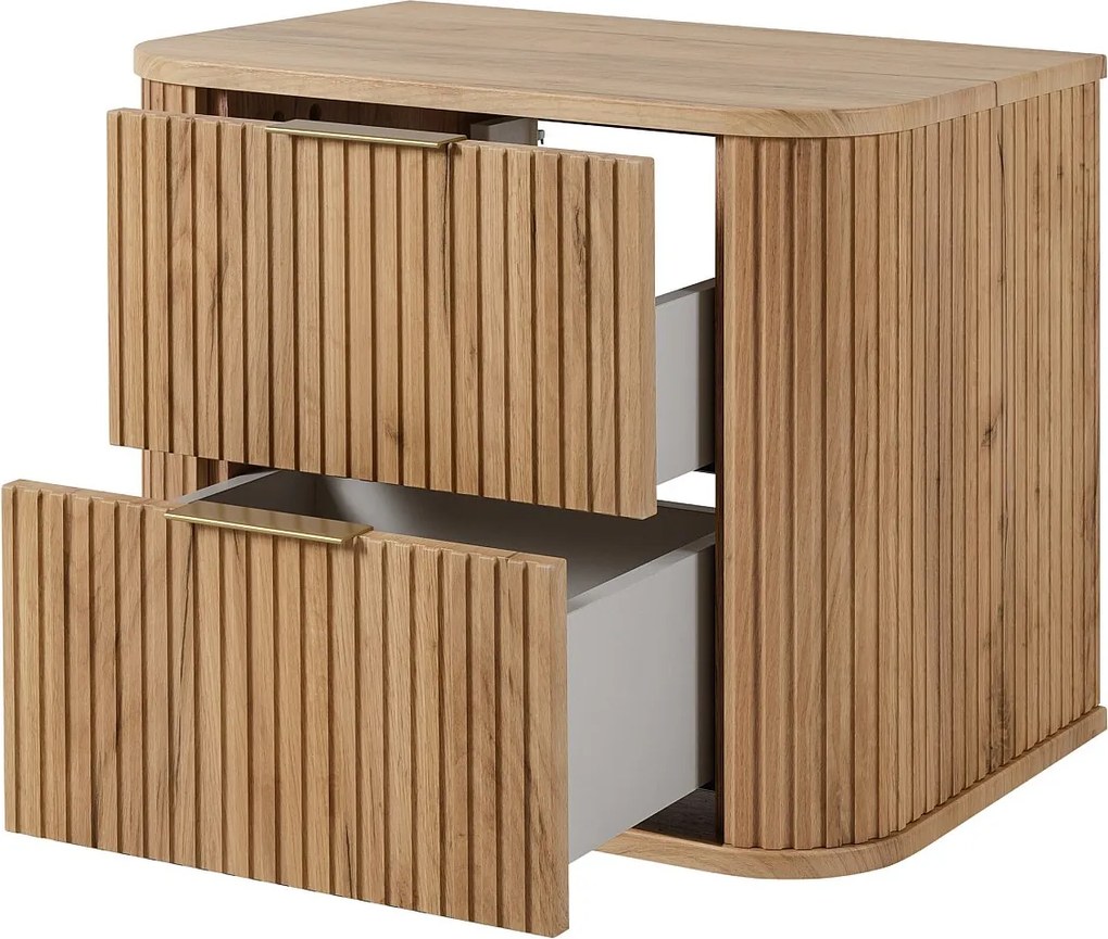 Szafka łazienkowa, dąb Craft, uchwyt złoty, 41,5 x 60 x 51,7 cm