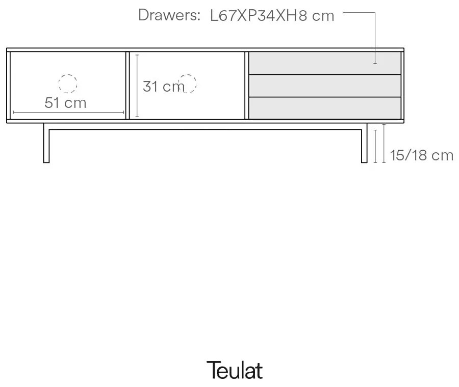 Szaro-naturalna szafka pod TV w dekorze dębu 180x52 cm Sierra – Teulat