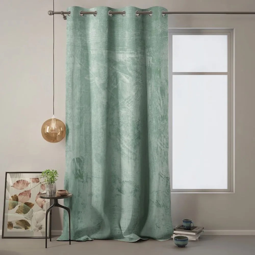 Miętowozielona zasłona AmeliaHome Velvet, 140x270 cm