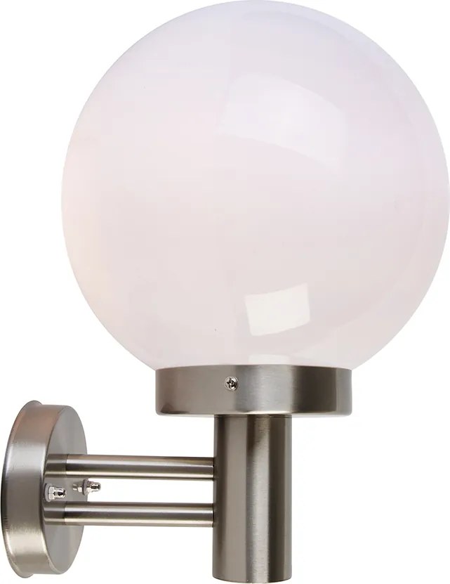 Nowoczesna zewnętrzna lampa ścienna ze stali nierdzewnej z plastikową kulą IP44 - Sfera