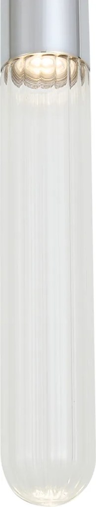 Lampa wisząca Art Deco chromowana z żebrowanym szkłem IP44 - Walcott