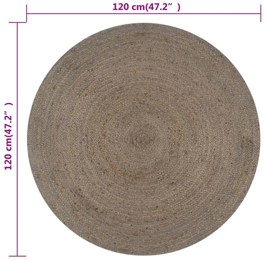 Ręcznie wykonany szary dywanik z juty 120 cm D5-B98