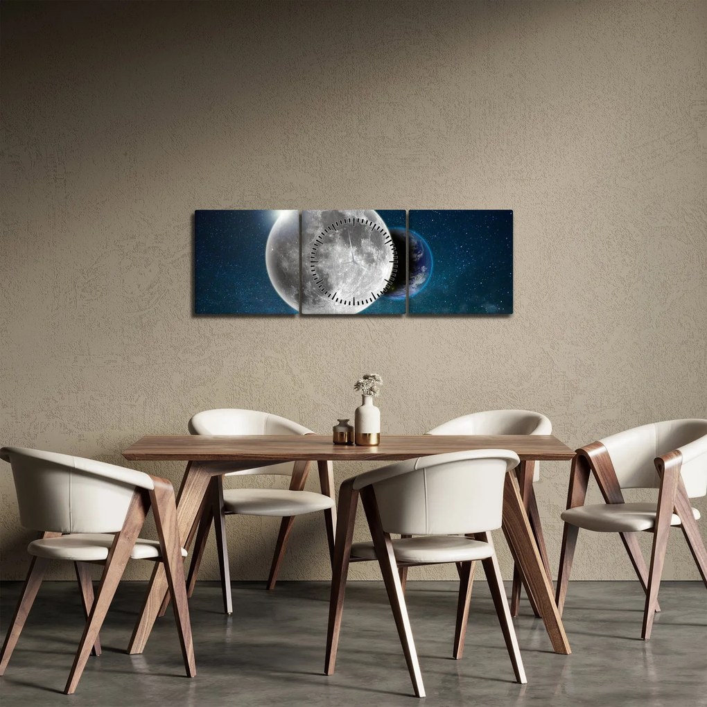 Obraz - Ziemia w zaćmieniu Księżyca (z zegarem) (90x30 cm)