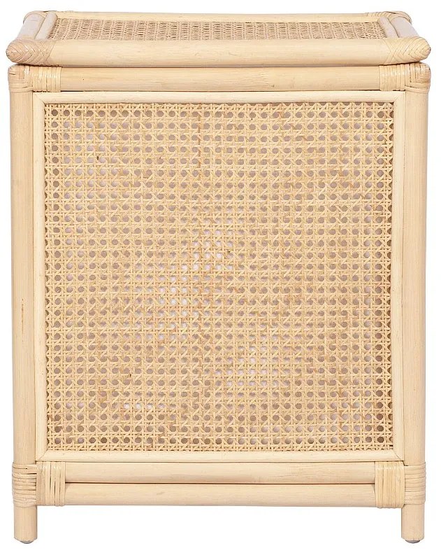 Kosz na pranie z rattanu z wykończeniem plecionkowym i pokrywą – dł. 45 × szer. 33 × wys. 56 cm – naturalny – CALYMA