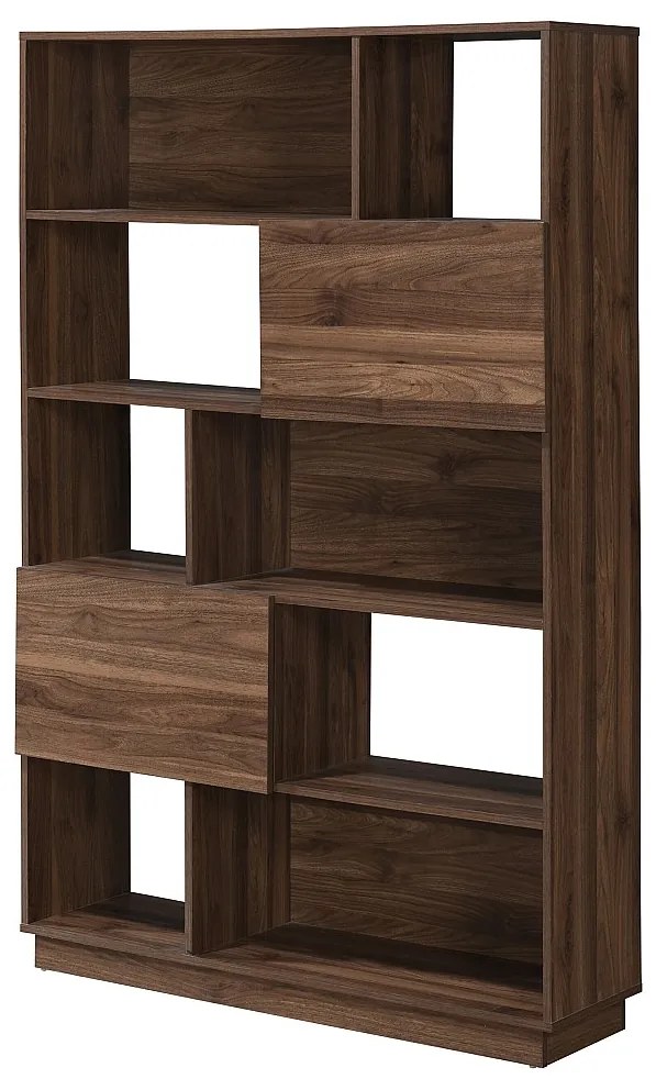 Biblioteczka z 2 szafkami i 8 wnękami - Ciemny naturalny - CEVANIA
