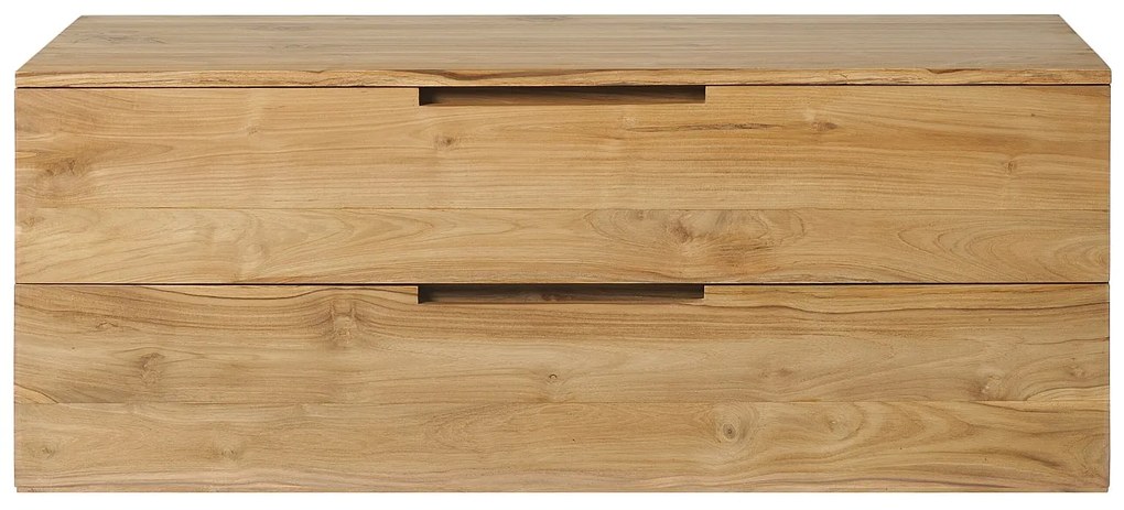 Szafka łazienkowa wisząca  z jasnego drewna tekowego - 2 szuflady - 115 cm - BIMBING