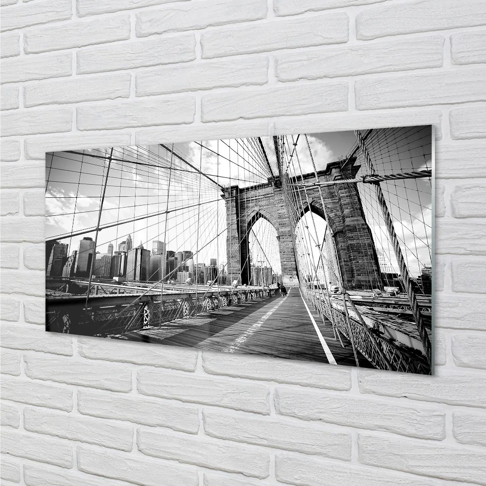 Panel szklany do Kuchni Most na Tle Wieżowców