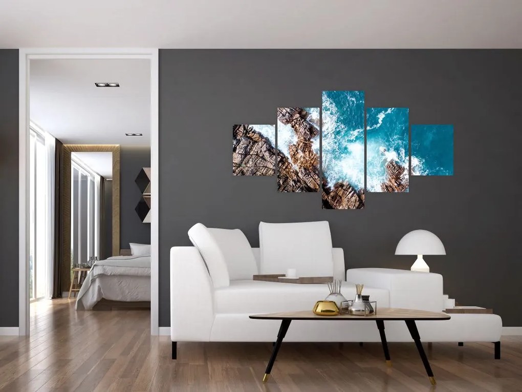 Obraz skał i morza (125x70 cm)