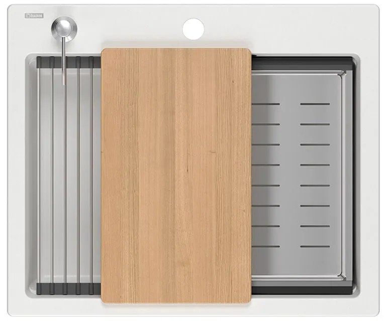 Zlewozmywak granitowy KURT 110 WORKSTATION Biały