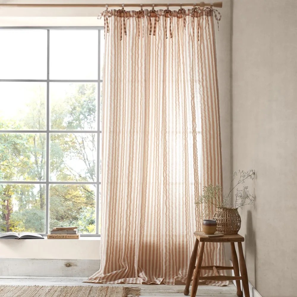 Firanka w kolorze terakoty 140x183 cm Zanzibar Stripe – Pineapple Elephant