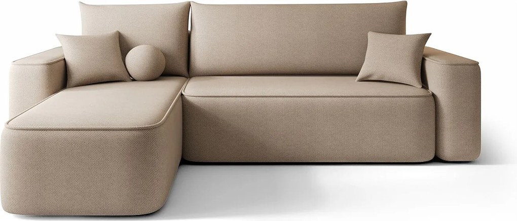 Narożnik TEXAS lewy Jasno Brazowy dzianina Curio 15 - funkcja spania, pojemnik na pościel