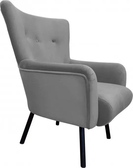 Fotel TULIP tkanina Welur noga metalowa Uszak luksusowy komfort salonu : Kolor nogi - Czarna, Kolor tkaniny - VELVET - MG17