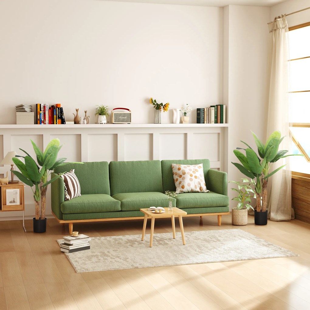 HOMCOM Sztuczna Roślina, sztuczne drzewa, zestaw 2 sztuk, naturalny wygląd, plastik, doniczka, Zielony