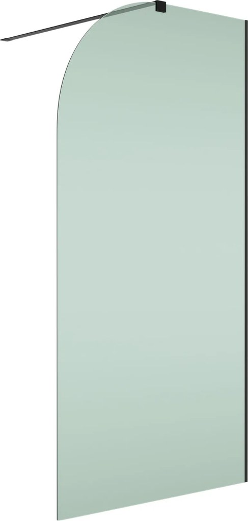Ścianka prysznicowa WALK IN FIX zielona półokrągła 8mm MOLIS NATURE green moon MASSI | rożne rozmiary : Kolor profili kabiny - czarny, Szerokość ścianki - 120 cm
