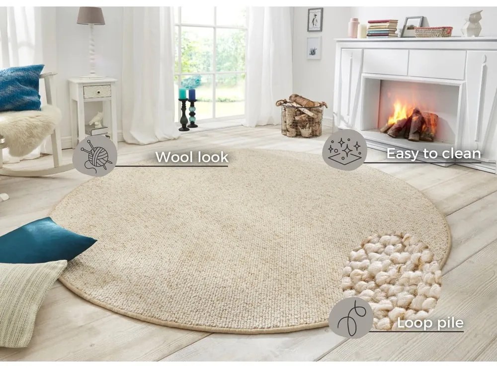 Kremowy okrągły dywan ø 200 cm Wolly – BT Carpet