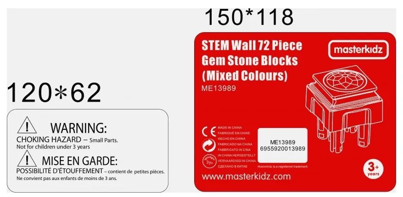 Masterkidz akrylowe kolorowe diamenciki do tablicy naukowej stem 72 sztuki