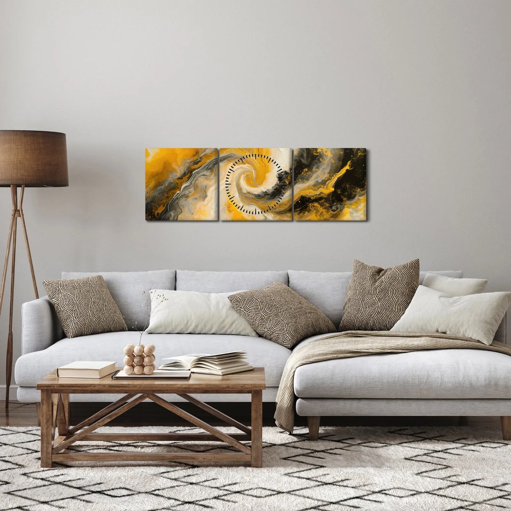 Obraz - Abstrakcja spiralna (z zegarem) (90x30 cm)