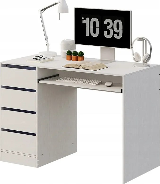 Biurko komputerowe stolik białe młodzieżowe nowoczesne z szufladami półką
